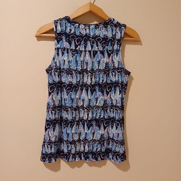 Lilly Pulitzer Low Tide Navy Blue Sails and Stripes Dev Tank Top Size XS - Picture 5 of 8